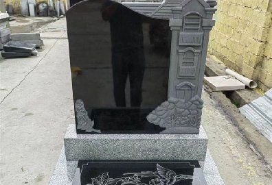 新中式公墓墓碑加工，黑色墓碑定
