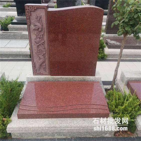 中国红墓碑,公墓卧碑套碑定制